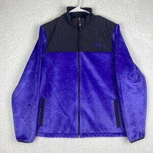Fila Sport Fleece Jacket Womens Extra Large Purple Full Zip Pockets Casual